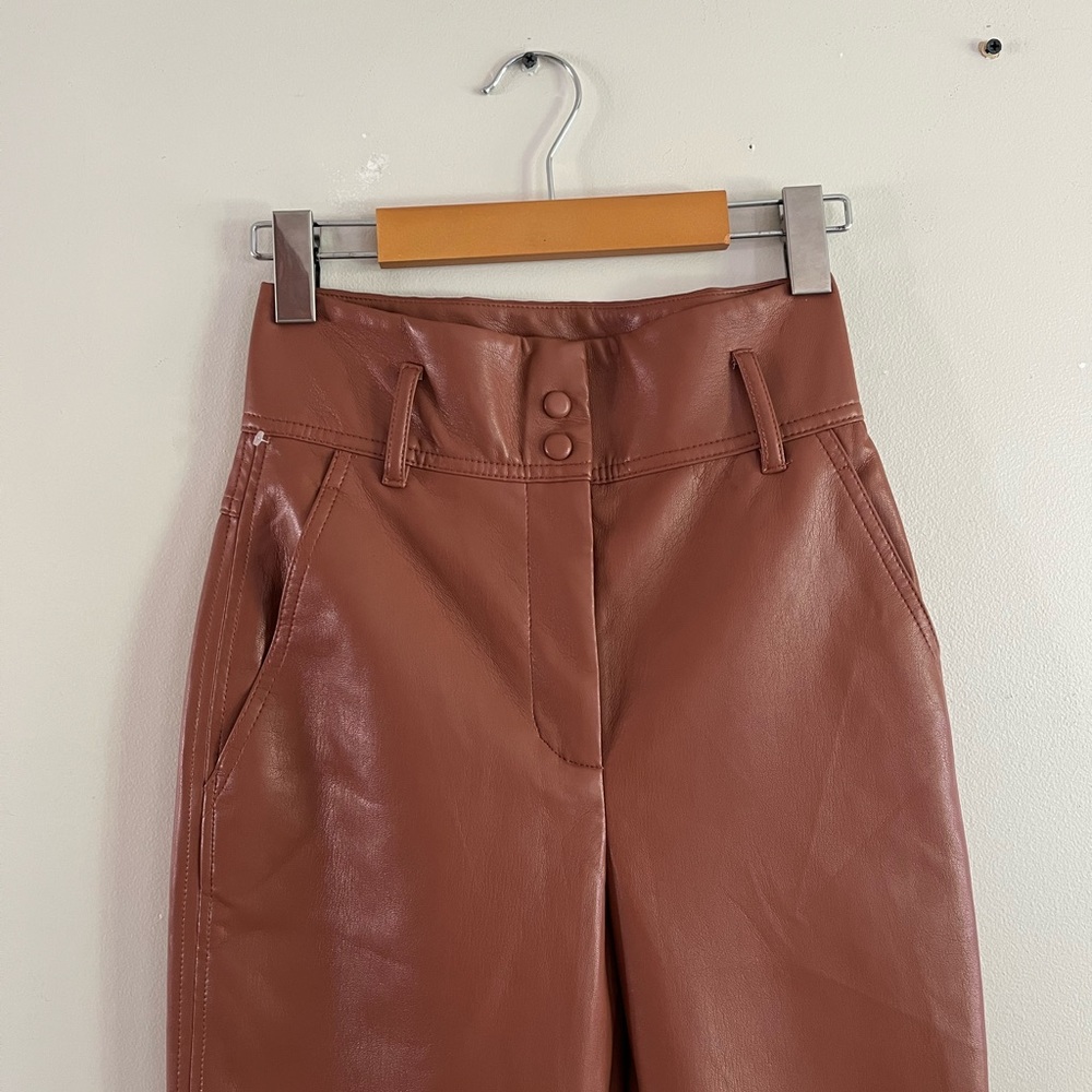 New Wilfred Aritzia Vegan Leather Brown Pants